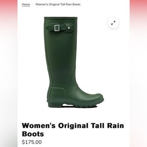 Hunter tall rain boots green women’s 7
